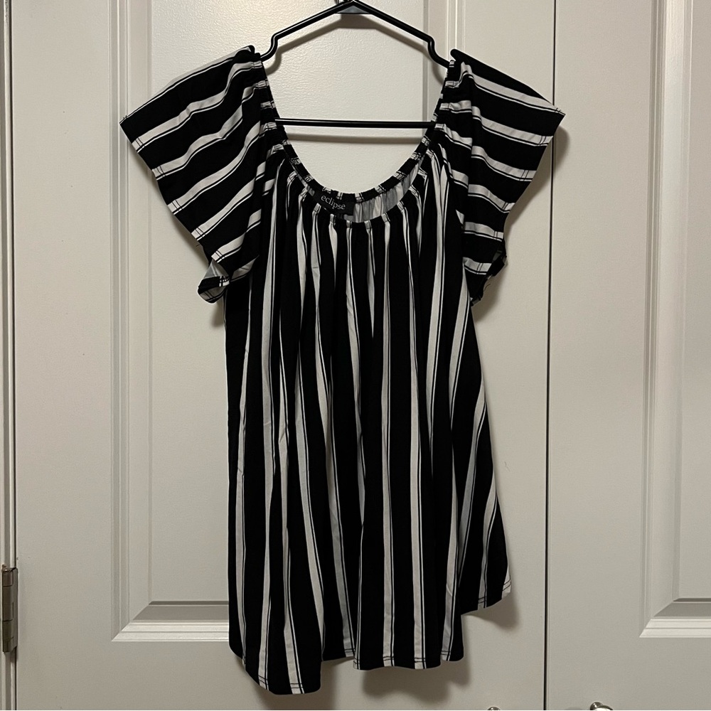 Eclipse Black and White Striped Blouse
